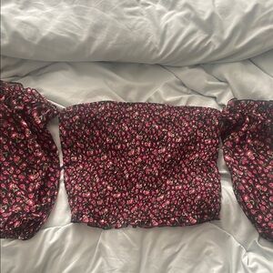 Wild Fable White and Red Bustier Blouse